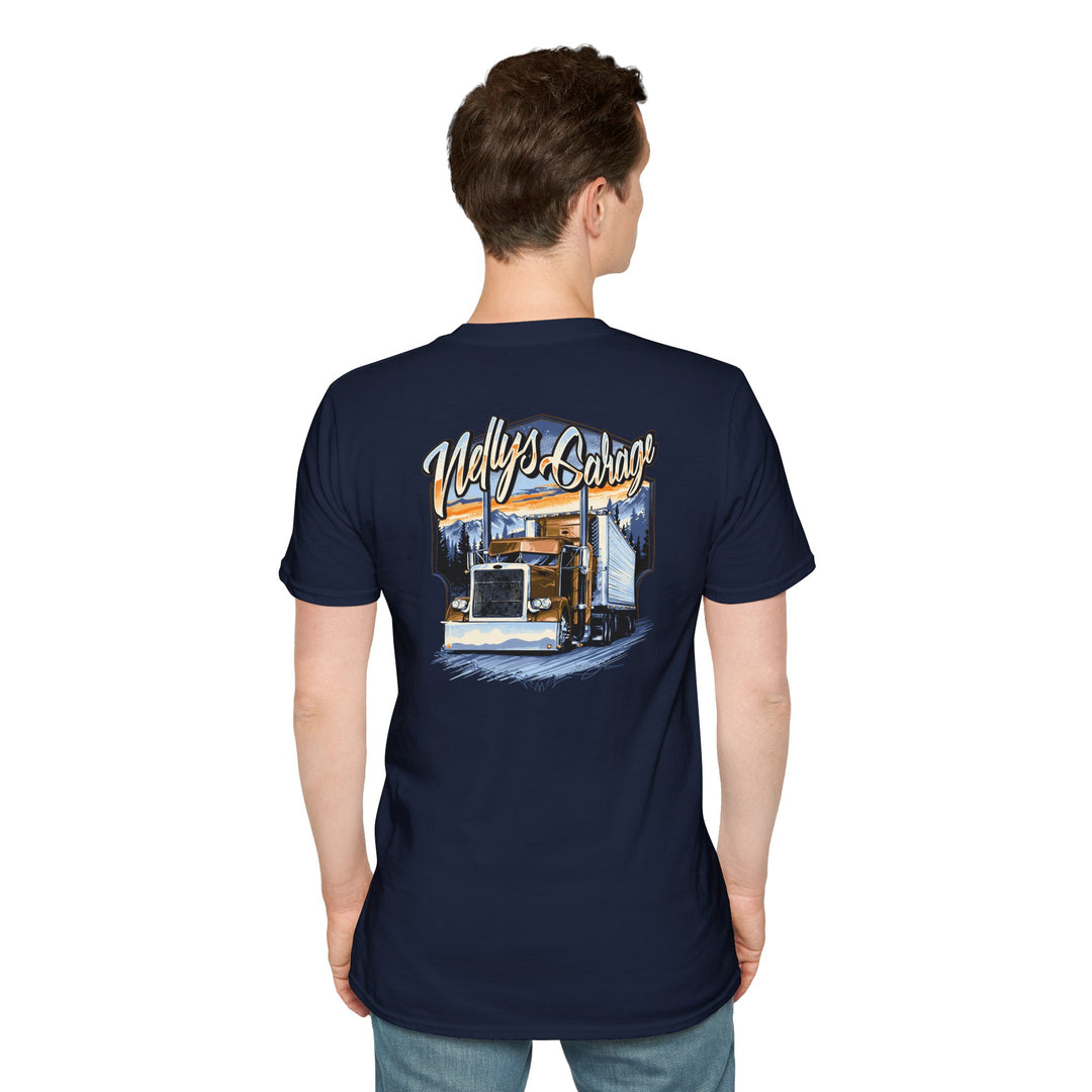 Peterbilt Semi Crewneck T‑Shirt — 'Nellys Garage' Vintage Trucker Design