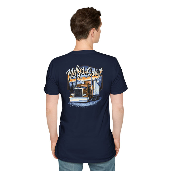 Peterbilt Semi Crewneck T‑Shirt — 'Nellys Garage' Vintage Trucker Design