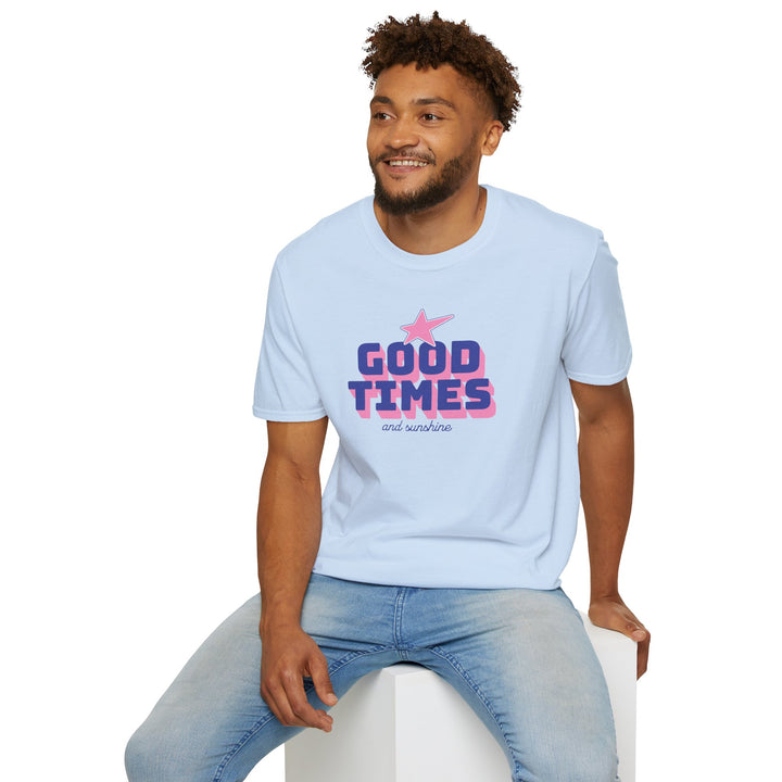 Good Times T-Shirt – Retro Pink & Blue Star Graphic