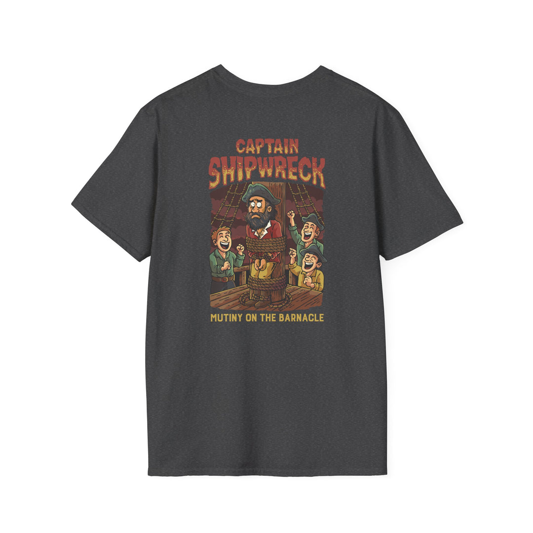 Captain Shipwreck T-Shirt — Pirate Crew Graphic Tee (Mutiny on the Barnacle)