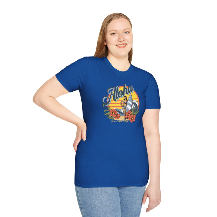Aloha Surf Vintage Graphic Tee — Hawaiian Sunset Floral T‑Shirt