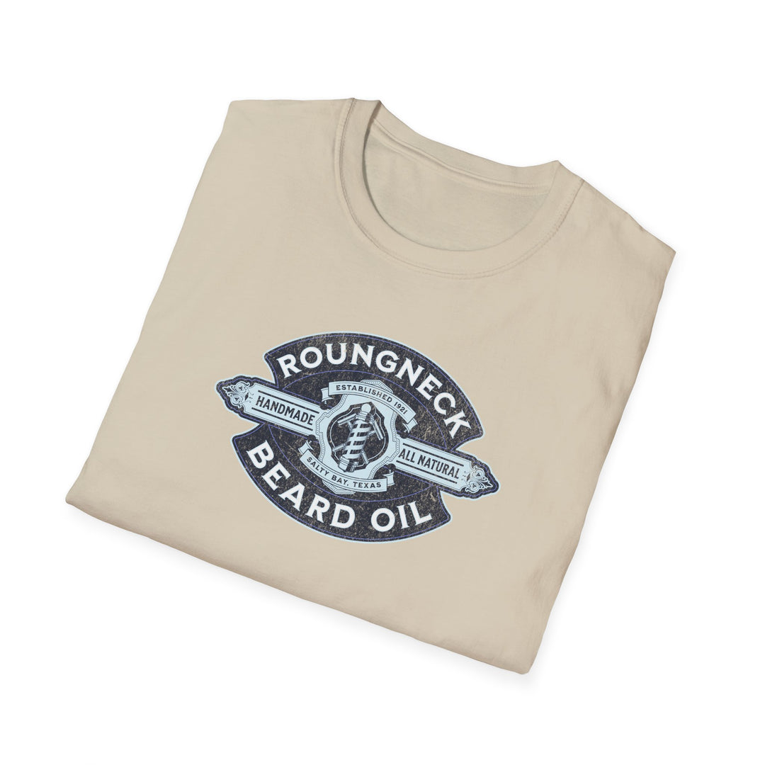 Beard Oil Logo T-Shirt — 'Roughneck Beard Oil' Vintage Badge Tee