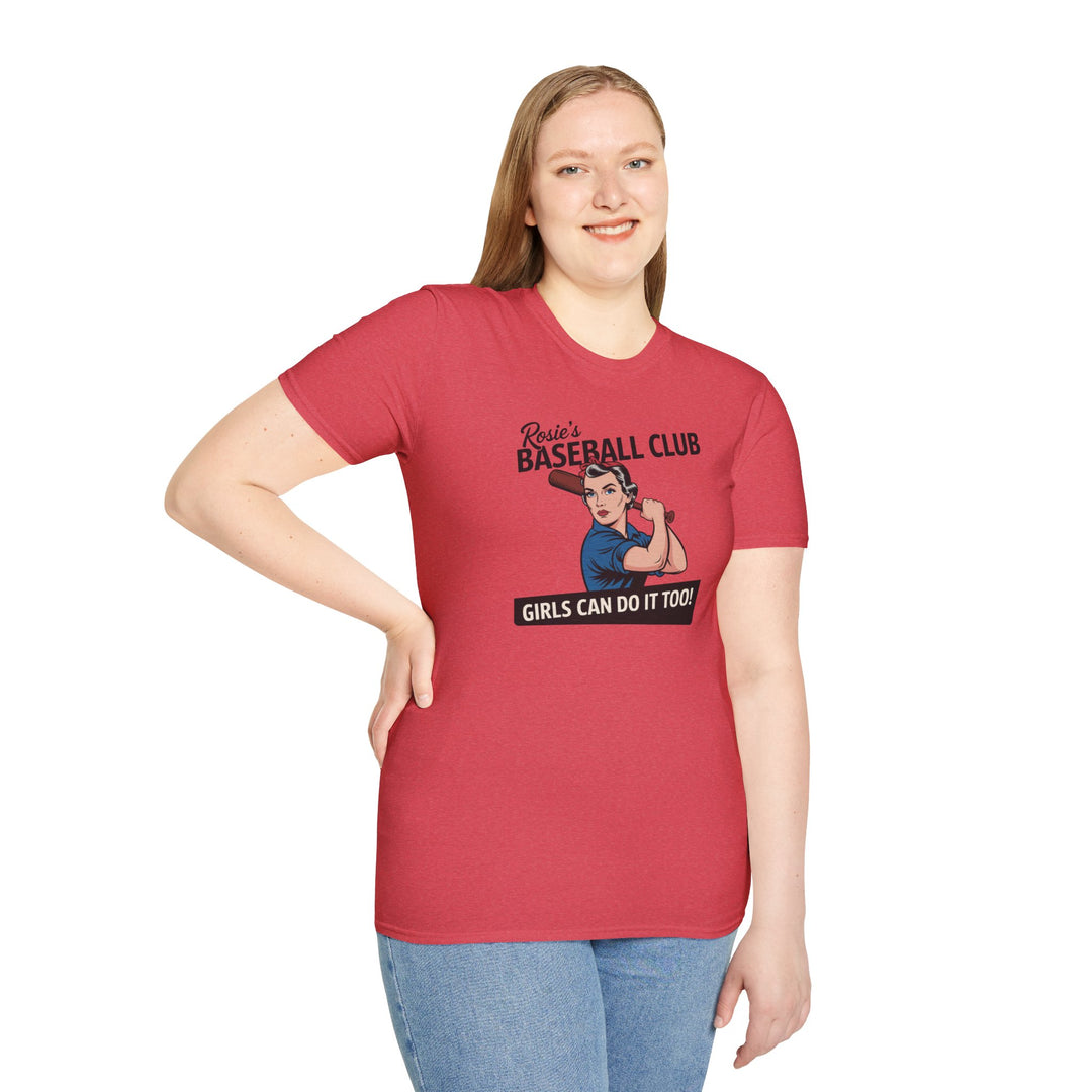 Rosie's Baseball Club Unisex Softstyle T-Shirt - Girls Can Do It Too!