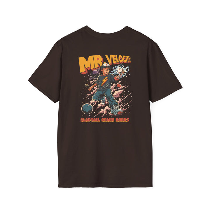 T-Shirt — "MR. VELOCITY" Retro Comic Baseball Graphic Tee