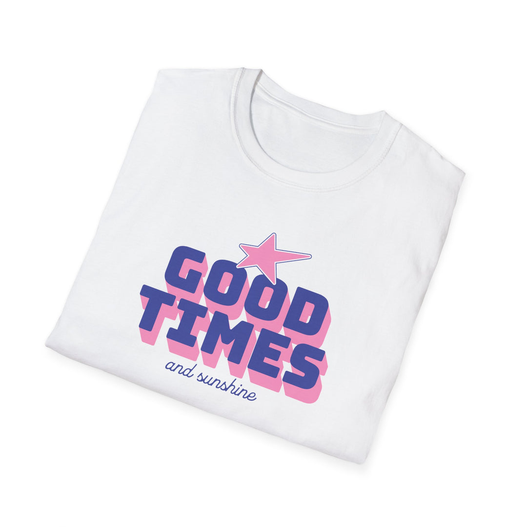 Good Times T-Shirt – Retro Pink & Blue Star Graphic