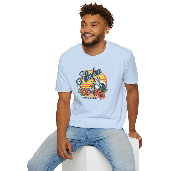Aloha Surf Vintage Graphic Tee — Hawaiian Sunset Floral T‑Shirt