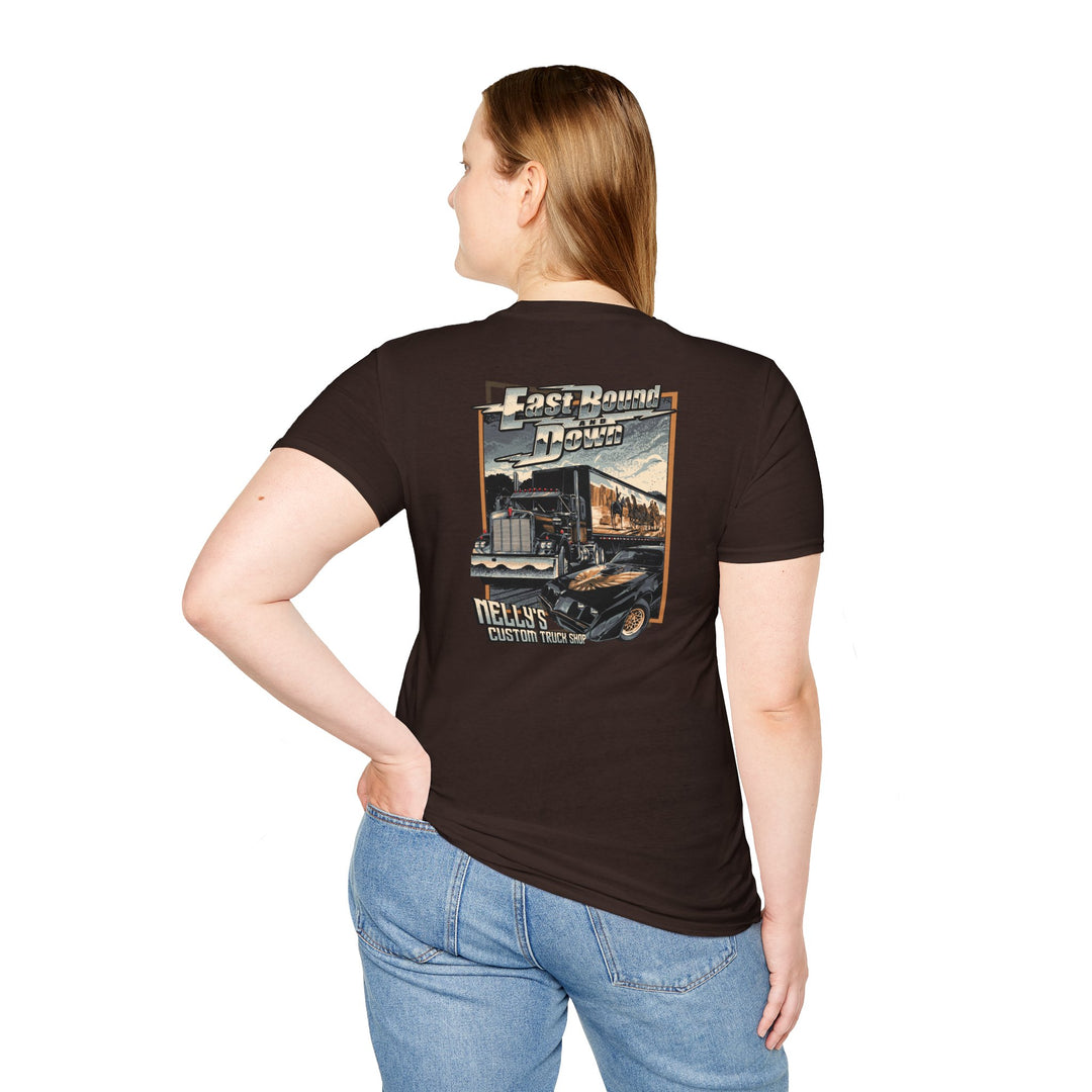 Trucker Graphic T-Shirt - "East Bound and Down" Vintage Semi Truck Design