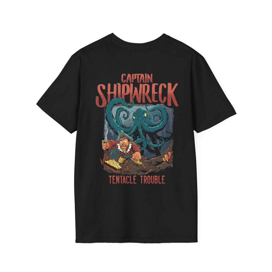 Captain Shipwreck Adventure T-Shirt - Tentacle Trouble Design