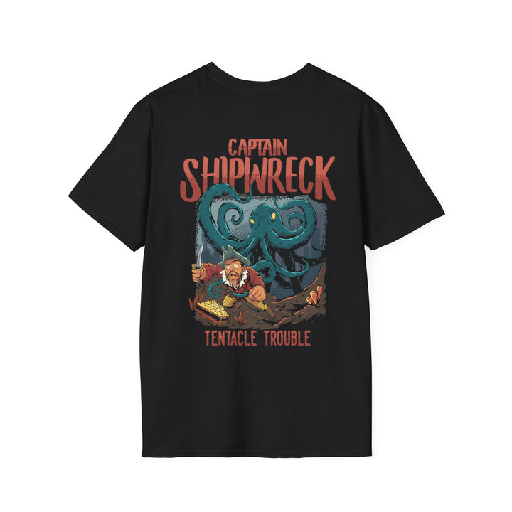 Captain Shipwreck Adventure T-Shirt - Tentacle Trouble Design