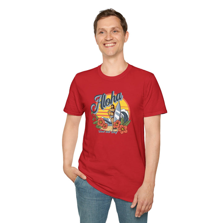 Aloha Surf Vintage Graphic Tee — Hawaiian Sunset Floral T‑Shirt