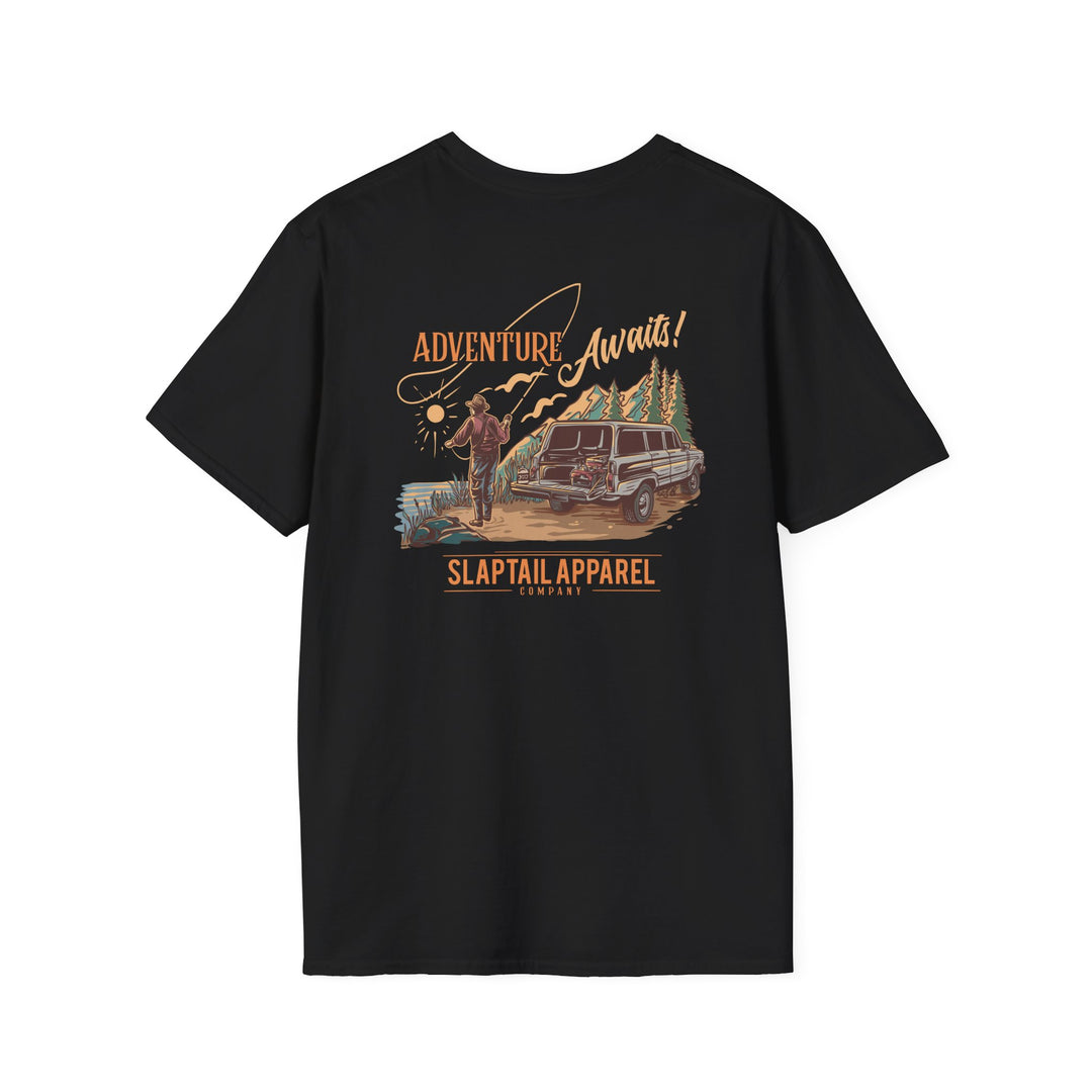Adventure Awaits Jeep T-Shirt — 'Slaptail Apparel' Outdoor Fishing & Off-Road Graphic Tee