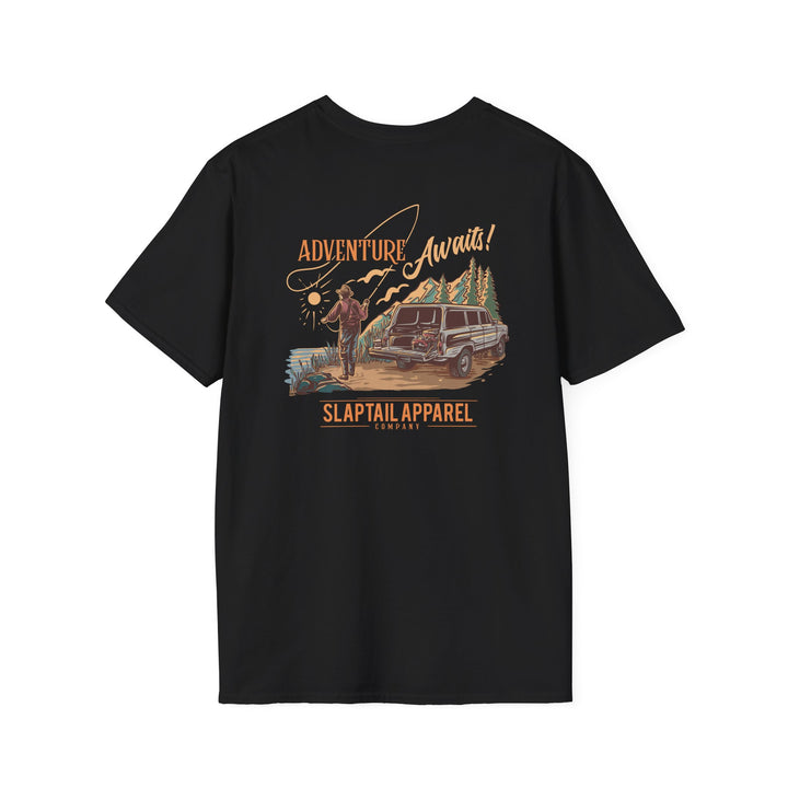 Adventure Awaits Jeep T-Shirt — 'Slaptail Apparel' Outdoor Fishing & Off-Road Graphic Tee