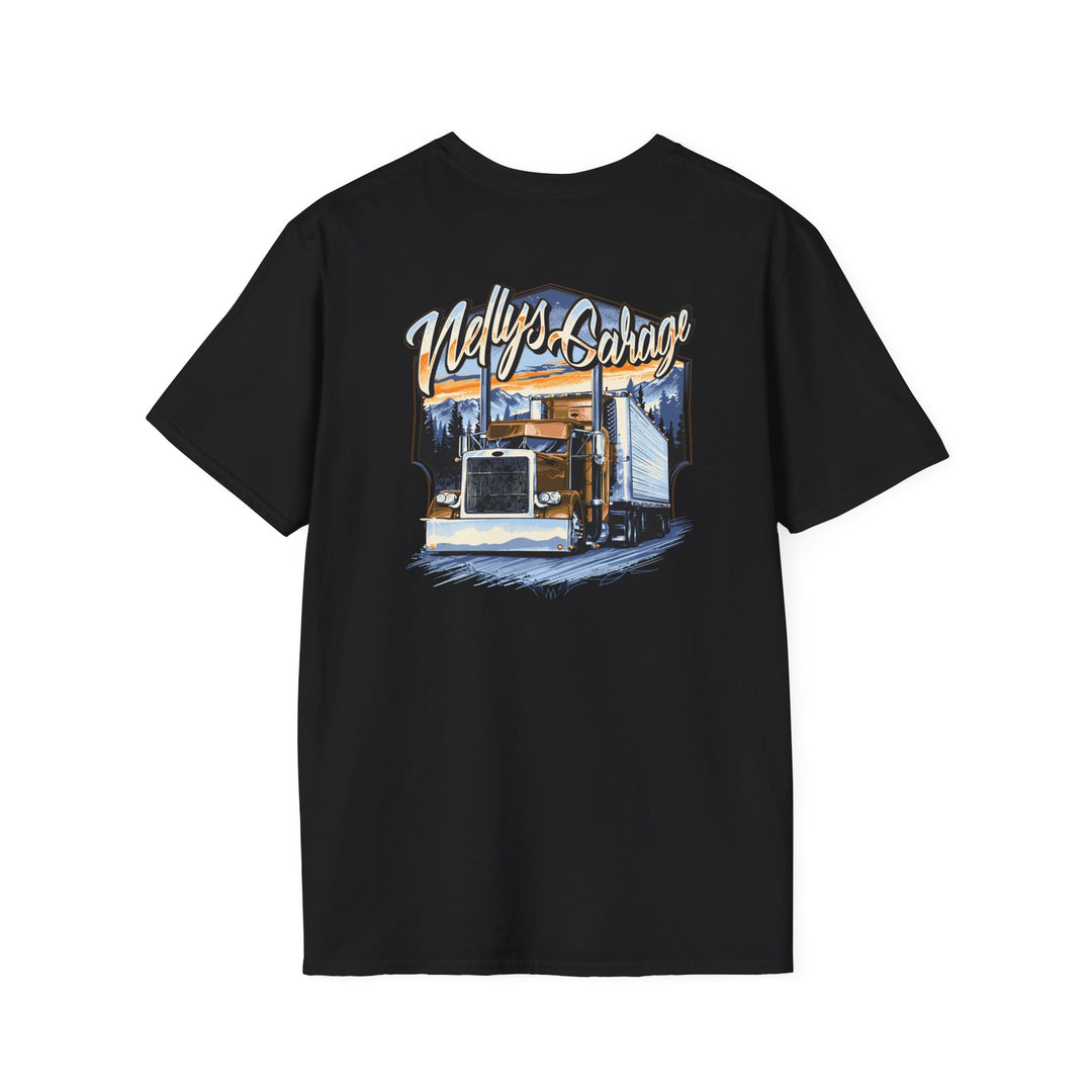 Peterbilt Semi Crewneck T‑Shirt — 'Nellys Garage' Vintage Trucker Design