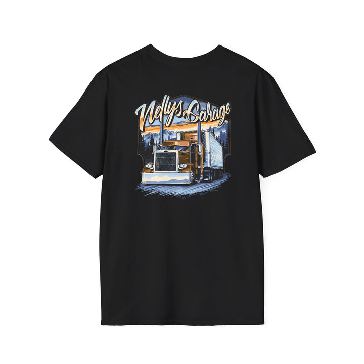 Peterbilt Semi Crewneck T‑Shirt — 'Nellys Garage' Vintage Trucker Design