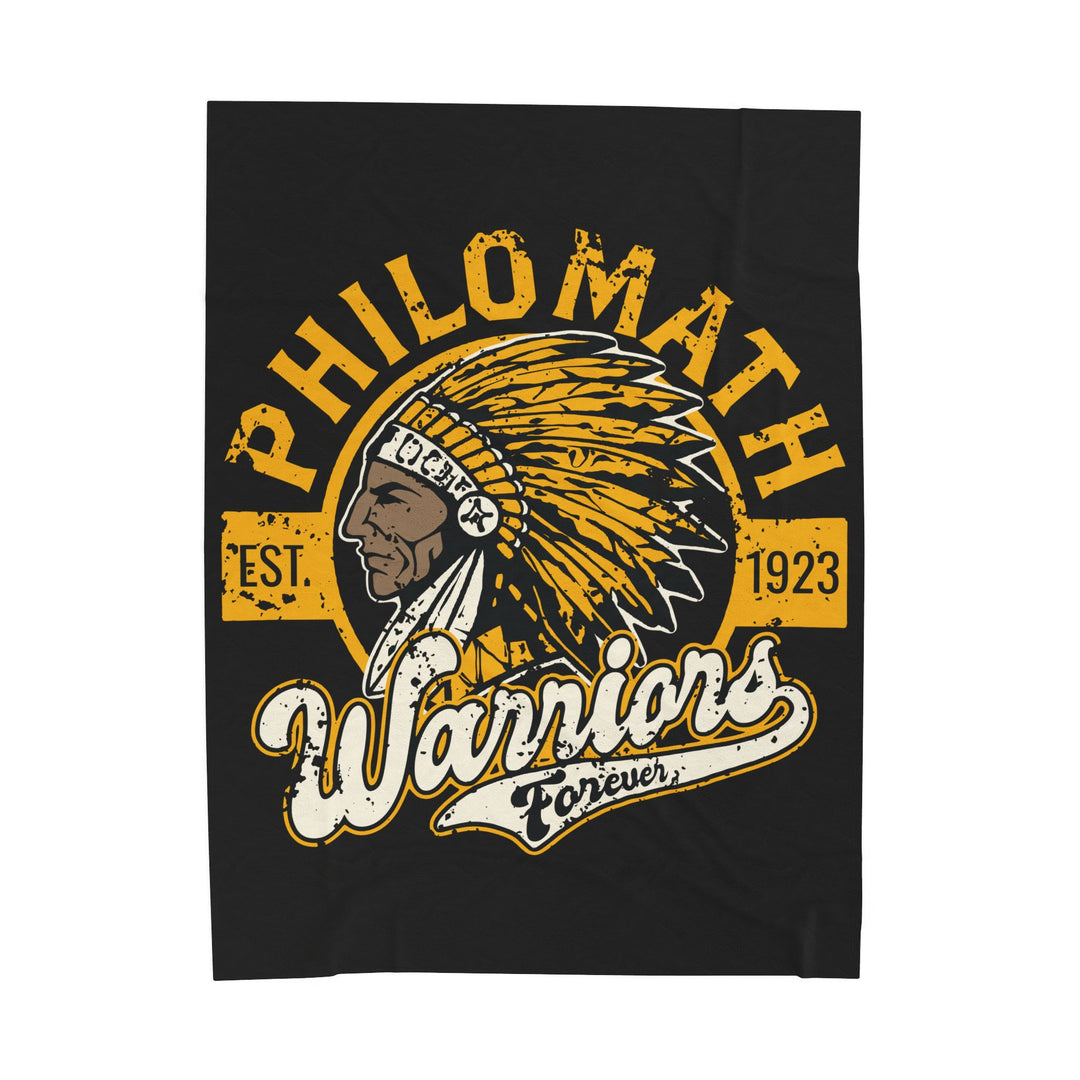 Velveteen Plush Blanket — "Philomath Warriors" Vintage Mascot Throw