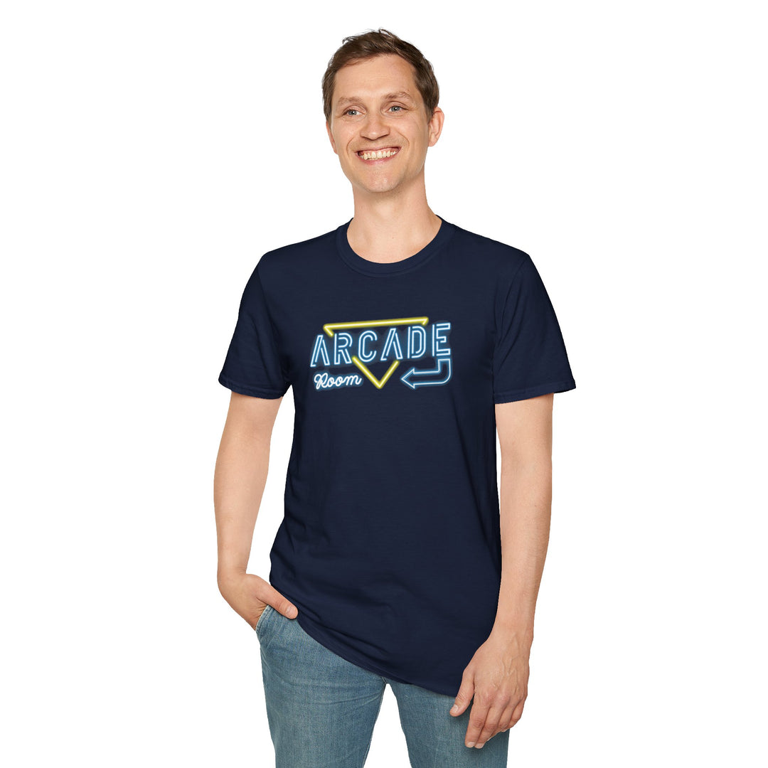 Arcade Room Neon T-Shirt — Retro Gaming Graphic Tee