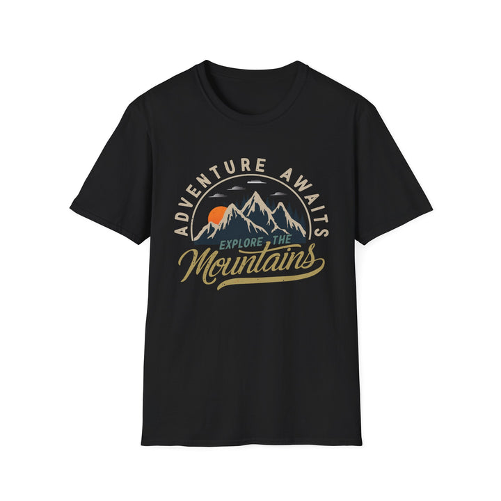 Adventure Awaits Explore the Mountians Unisex Softstyle T-Shirt – Perfect for Outdoor Enthusiasts