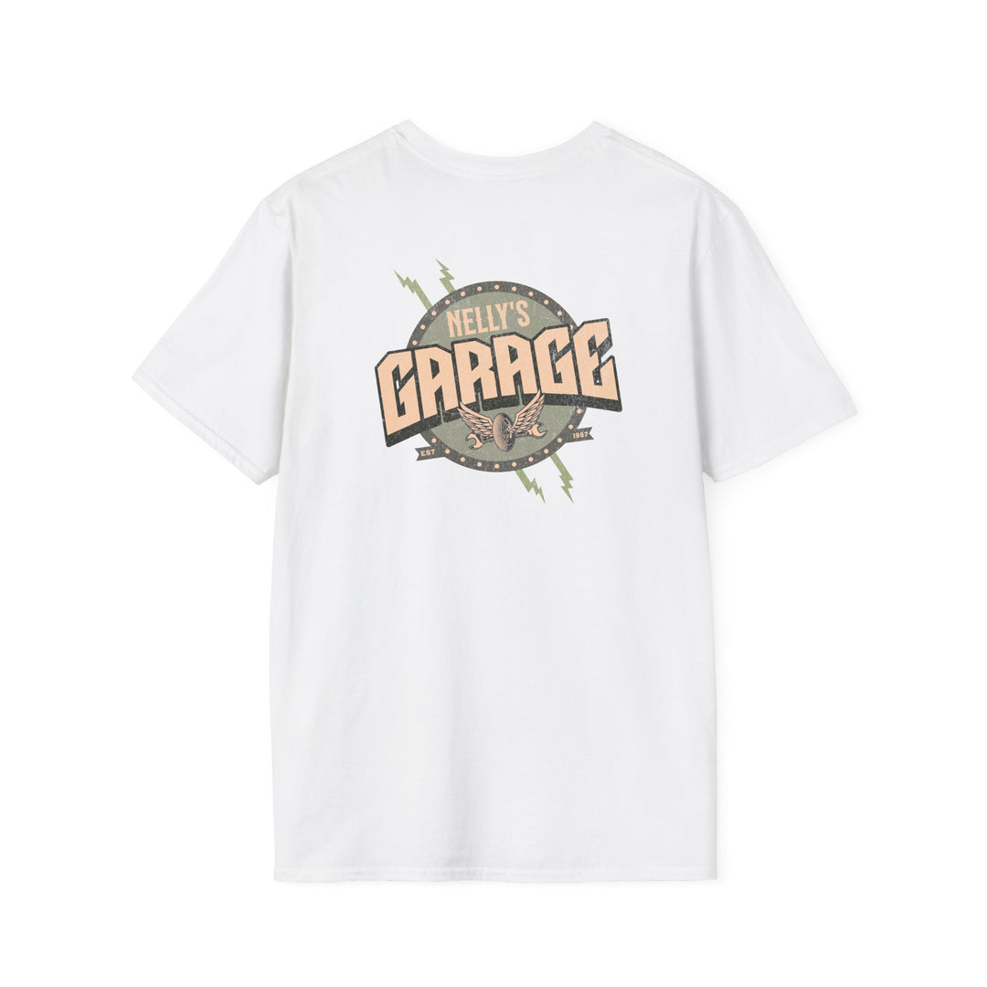 Garage Logo T-Shirt — "Nelly's Garage" Retro Automotive Tee