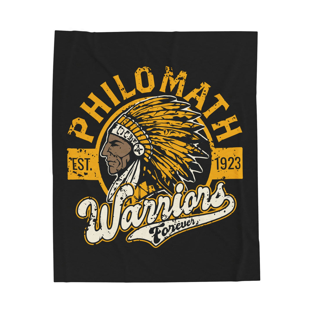 Velveteen Plush Blanket — "Philomath Warriors" Vintage Mascot Throw