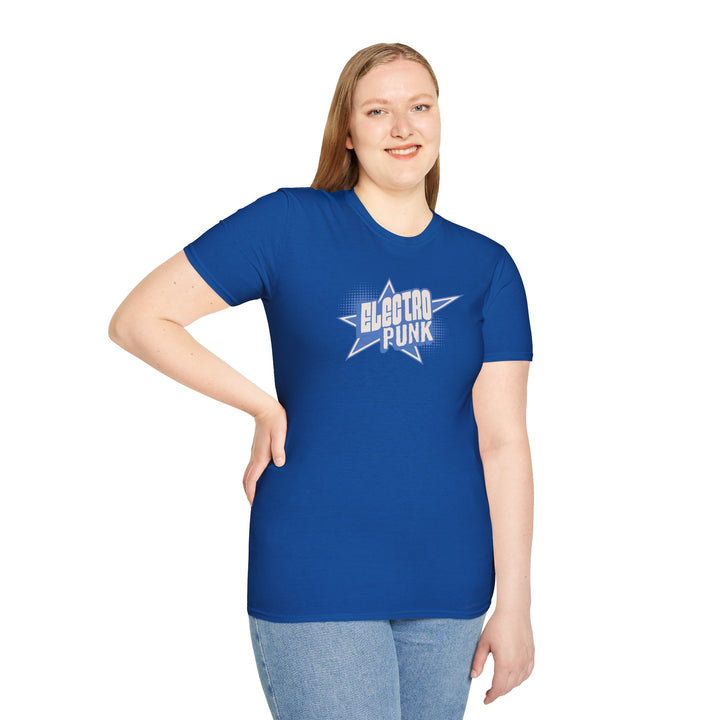 Electro Punk Star T‑Shirt — Retro Blue Lightning Music Tee