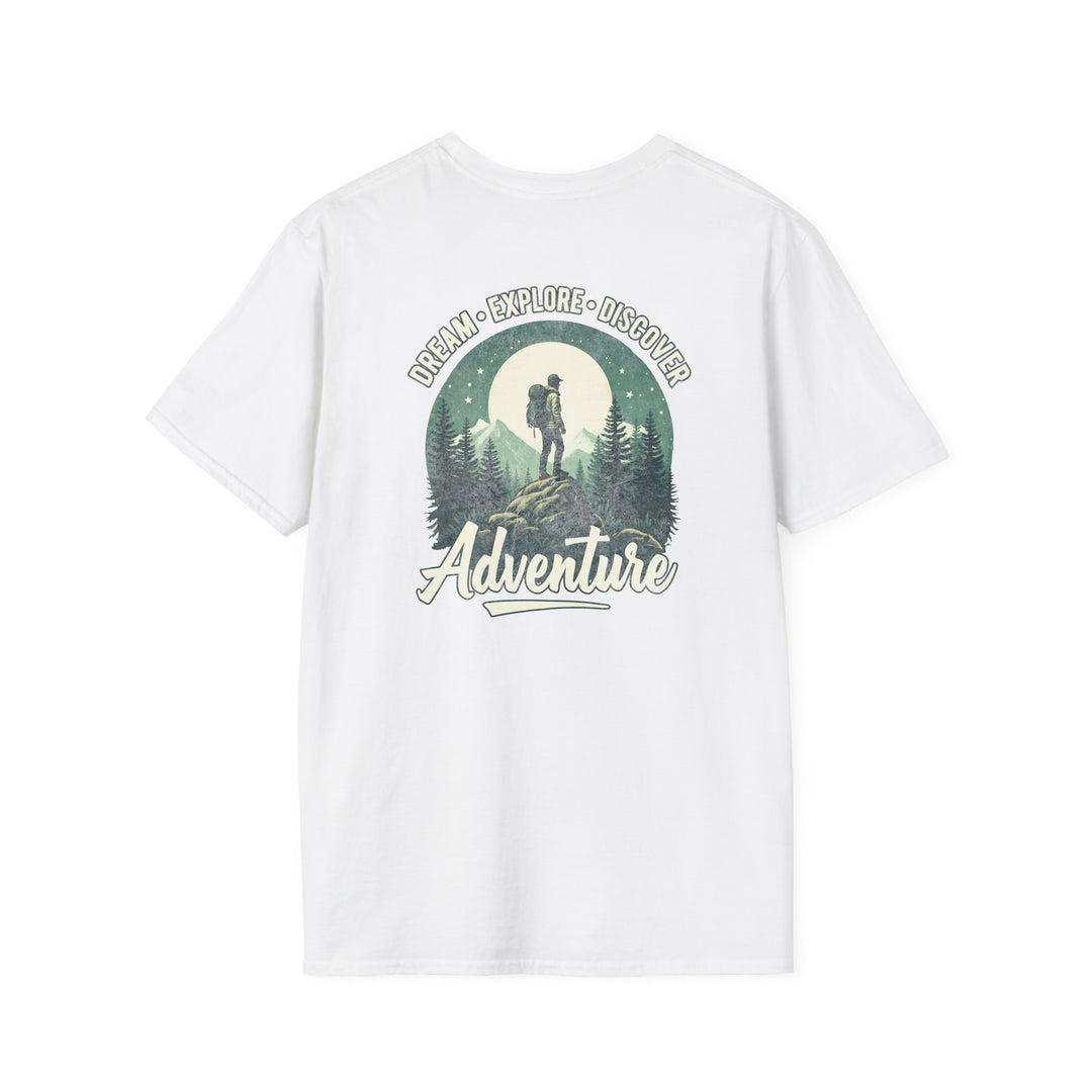 Adventure T-Shirt — 'Dream • Explore • Discover' Hiking Graphic Tee