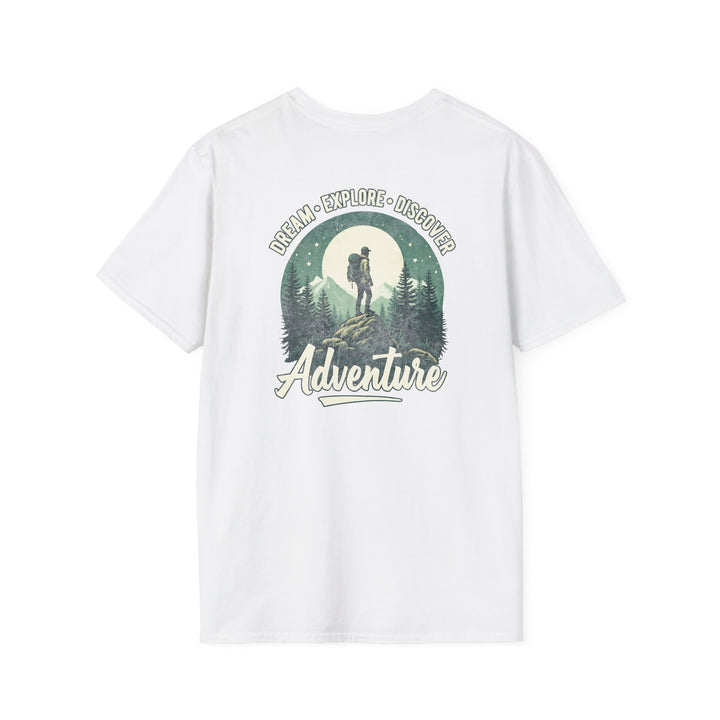 Adventure T-Shirt — 'Dream • Explore • Discover' Hiking Graphic Tee