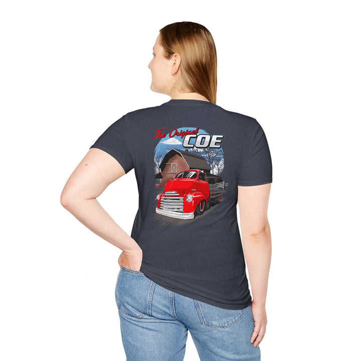 The Original Coe Truck T-Shirt - Retro Red Pickup Barn Graphic Tee