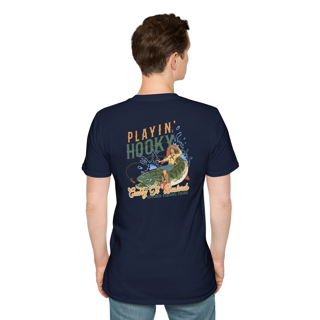 Playin' Hooky T-Shirt — Vintage Crabby Ol Bastard Fishing Tee