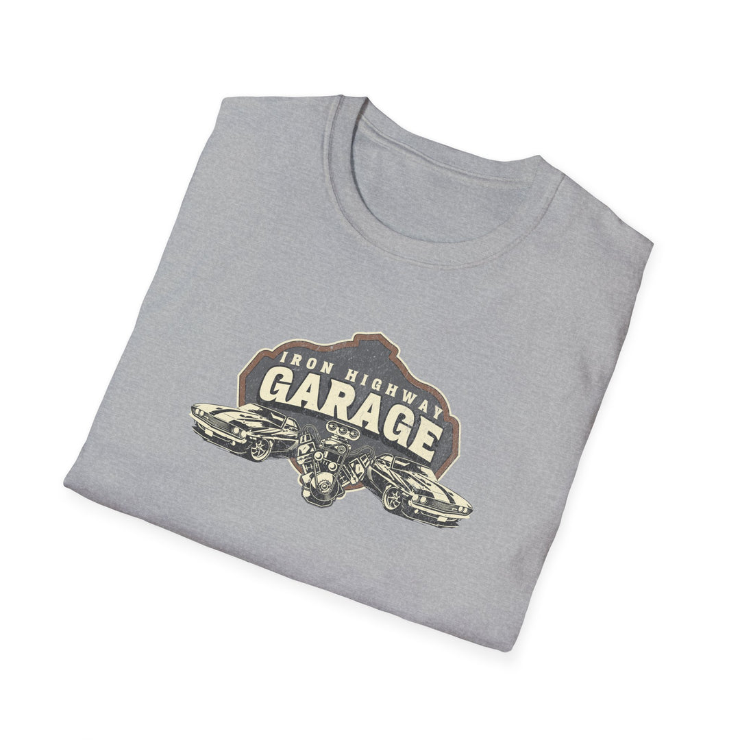 Garage Vintage T-Shirt — "Iron Highway Garage" Classic Car Tee