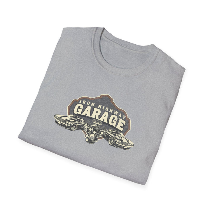 Garage Vintage T-Shirt — "Iron Highway Garage" Classic Car Tee