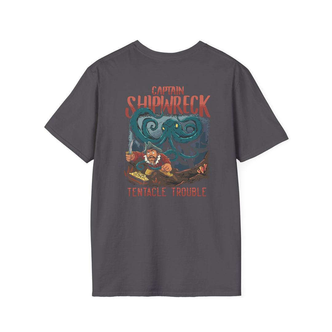 Captain Shipwreck Adventure T-Shirt - "Tentacle Trouble" Design