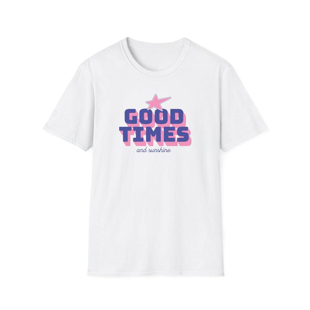 Good Times T-Shirt – Retro Pink & Blue Star Graphic