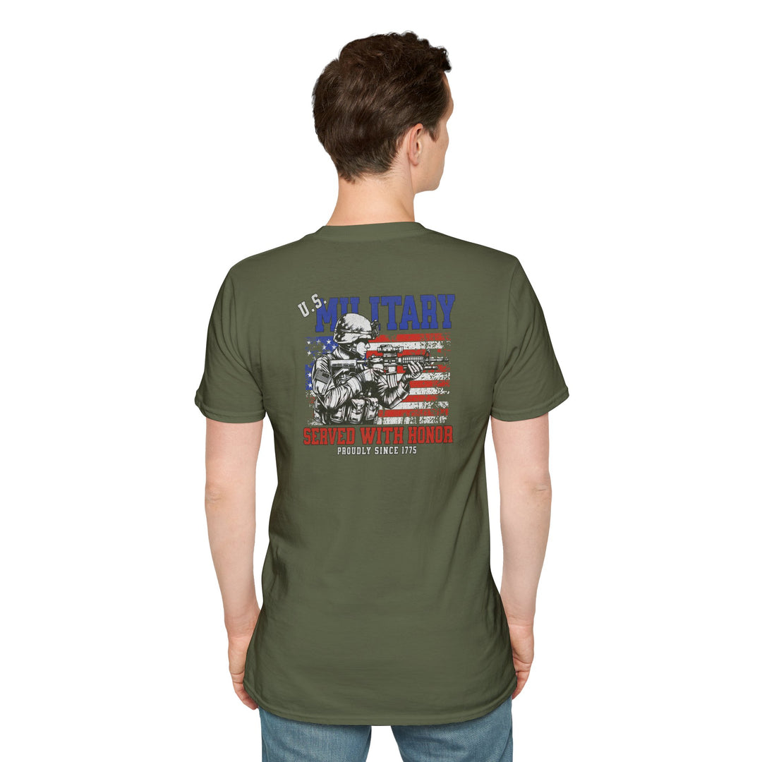 Military Motorcycle American Flag T-Shirt