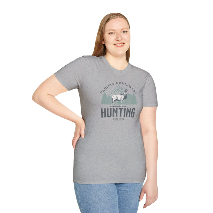 Pacific Northwest Hunting T-Shirt — Elk & Mountain Graphic