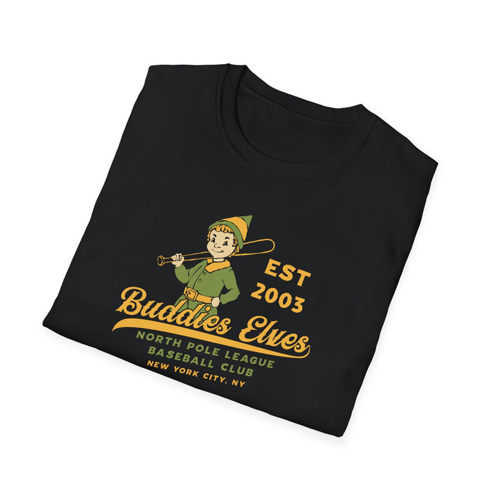 Buddies Elves Baseball T-Shirt – 'Est 2003' North Pole Club Vintage Tee