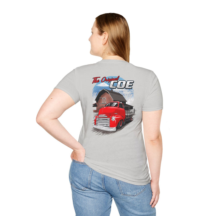 The Original Coe Truck T-Shirt - Retro Red Pickup Barn Graphic Tee