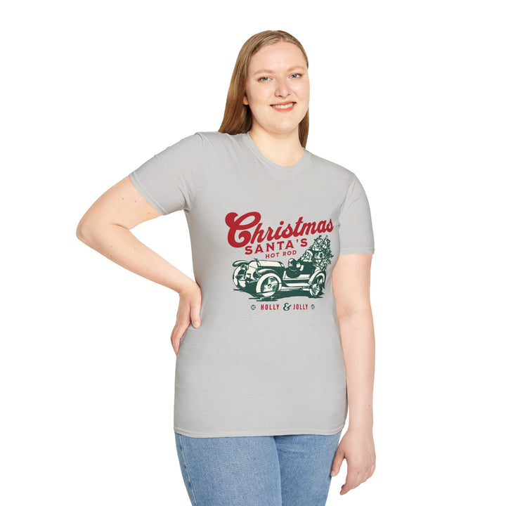 Santa's Hot Rod Unisex Softstyle T-Shirt – Perfect for Hot Rod Enthusiasts