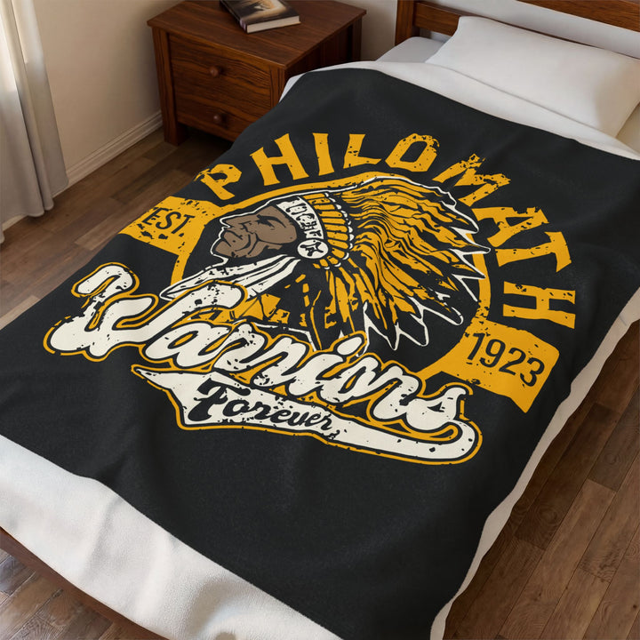 Velveteen Plush Blanket — "Philomath Warriors" Vintage Mascot Throw