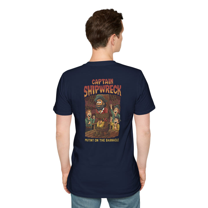 Captain Shipwreck T-Shirt — Pirate Crew Graphic Tee (Mutiny on the Barnacle)