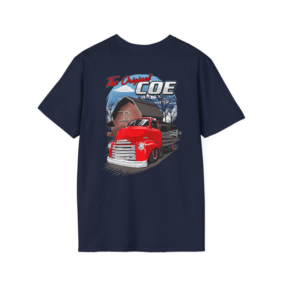 The Original Coe Truck T-Shirt - Retro Red Pickup Barn Graphic Tee