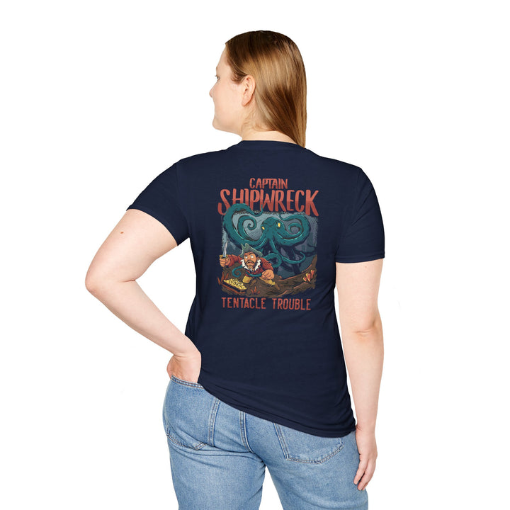 Captain Shipwreck Adventure T-Shirt - "Tentacle Trouble" Design