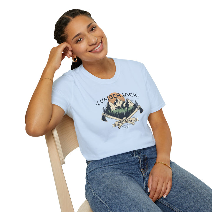 Lumberjack Graphic T-Shirt — Vintage Mountain & Crossed Axes Outdoor Tee