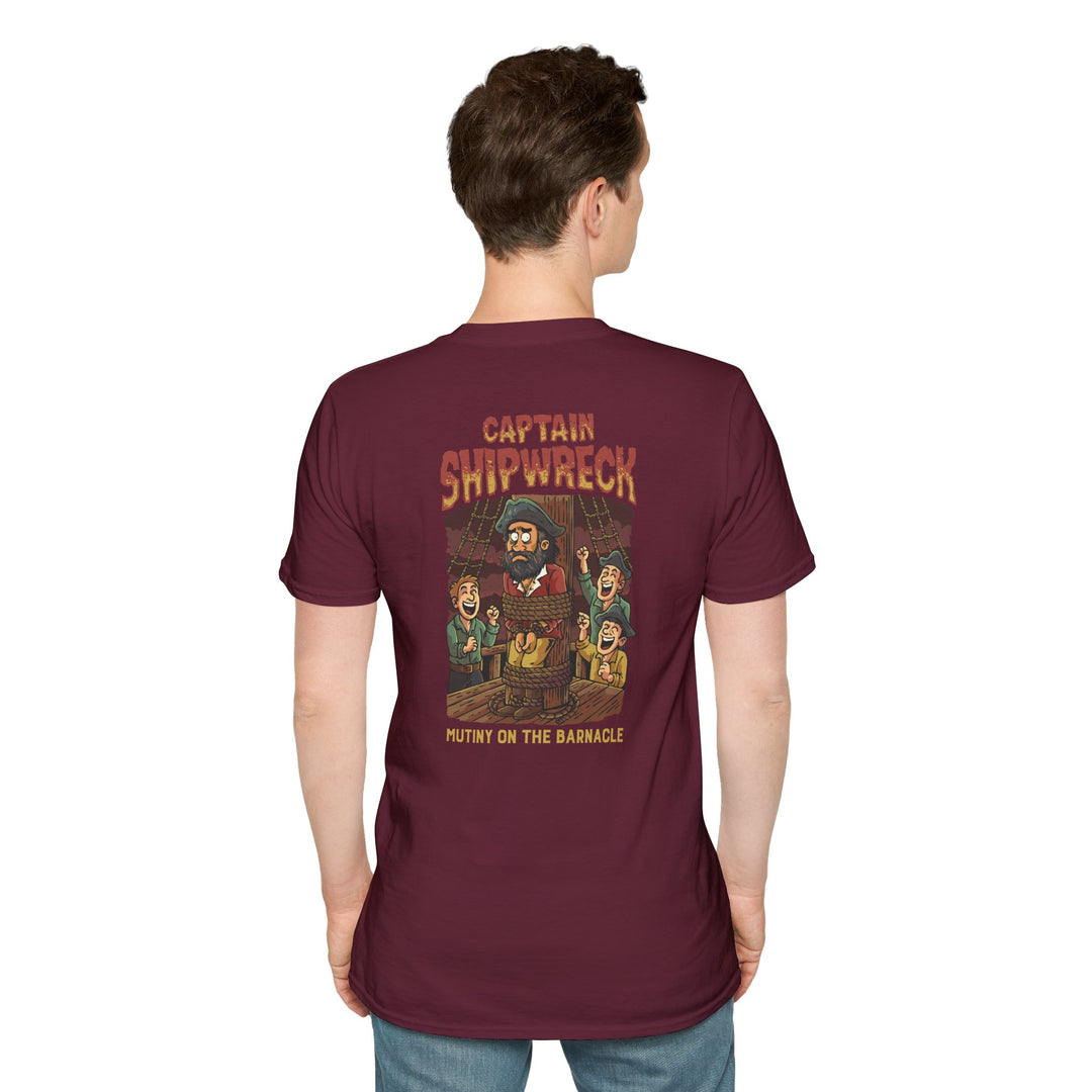 Captain Shipwreck T-Shirt — Pirate Crew Graphic Tee (Mutiny on the Barnacle)