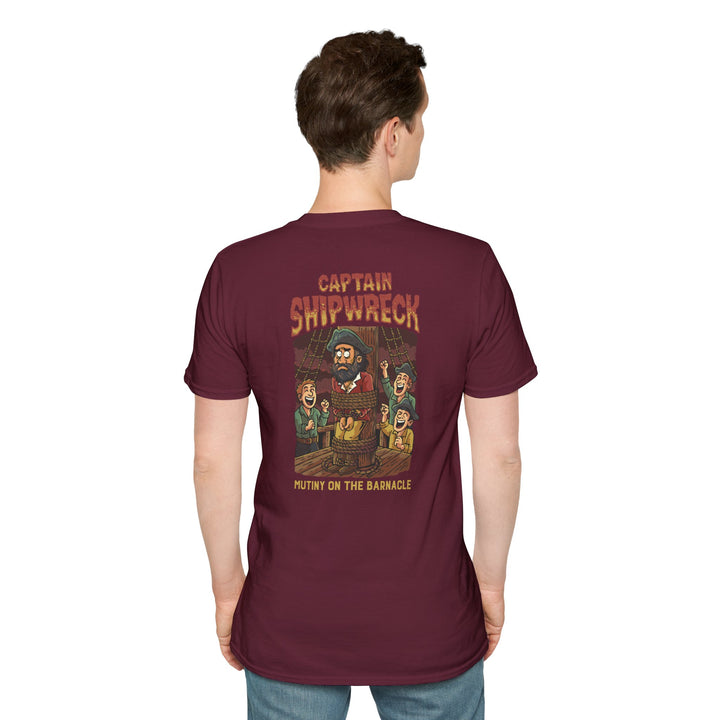 Captain Shipwreck T-Shirt — Pirate Crew Graphic Tee (Mutiny on the Barnacle)