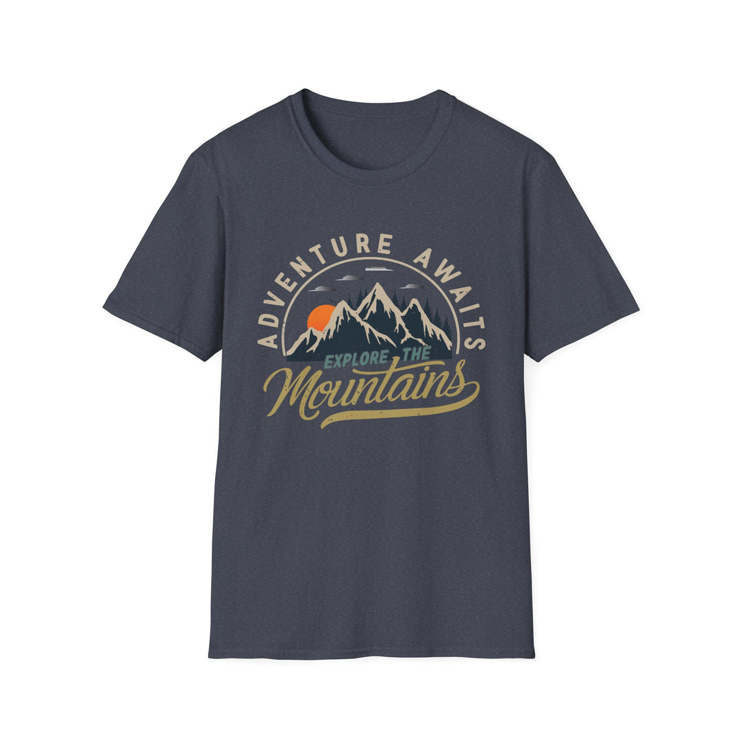 Adventure Awaits Explore the Mountians Unisex Softstyle T-Shirt – Perfect for Outdoor Enthusiasts