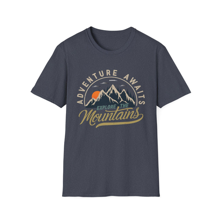 Adventure Awaits Explore the Mountians Unisex Softstyle T-Shirt – Perfect for Outdoor Enthusiasts
