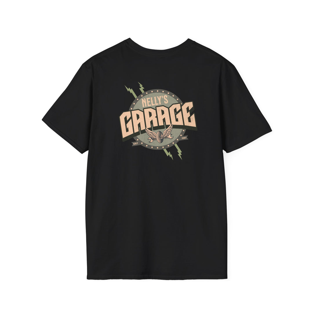 Garage Logo T-Shirt — "Nelly's Garage" Retro Automotive Tee
