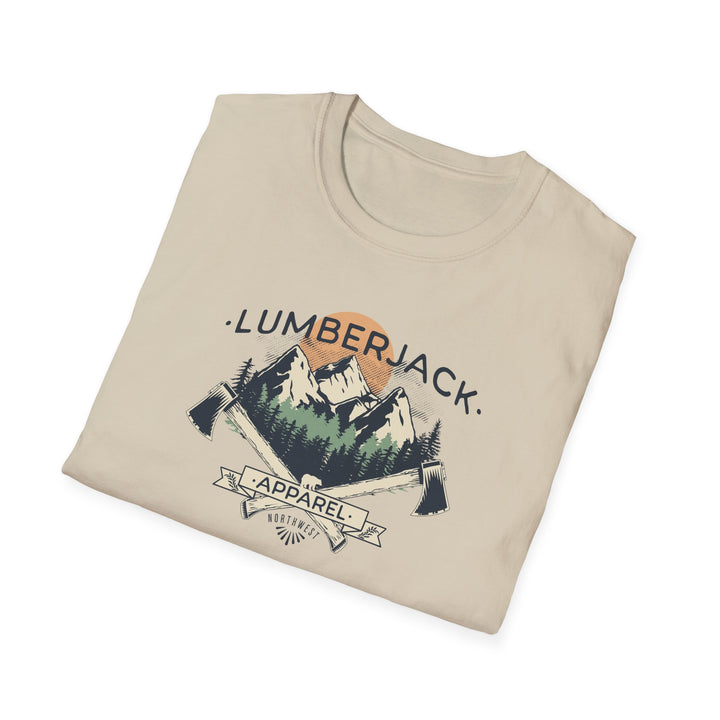 Lumberjack Graphic T-Shirt — Vintage Mountain & Crossed Axes Outdoor Tee