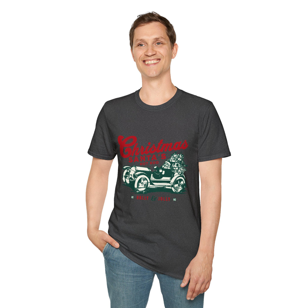 Santa's Hot Rod Unisex Softstyle T-Shirt – Perfect for Hot Rod Enthusiasts