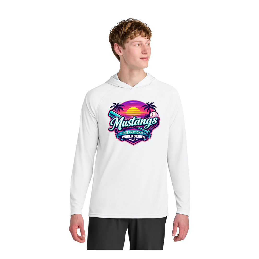 A4 Cooling Performance Long Sleeve Hooded Tee White Sunset